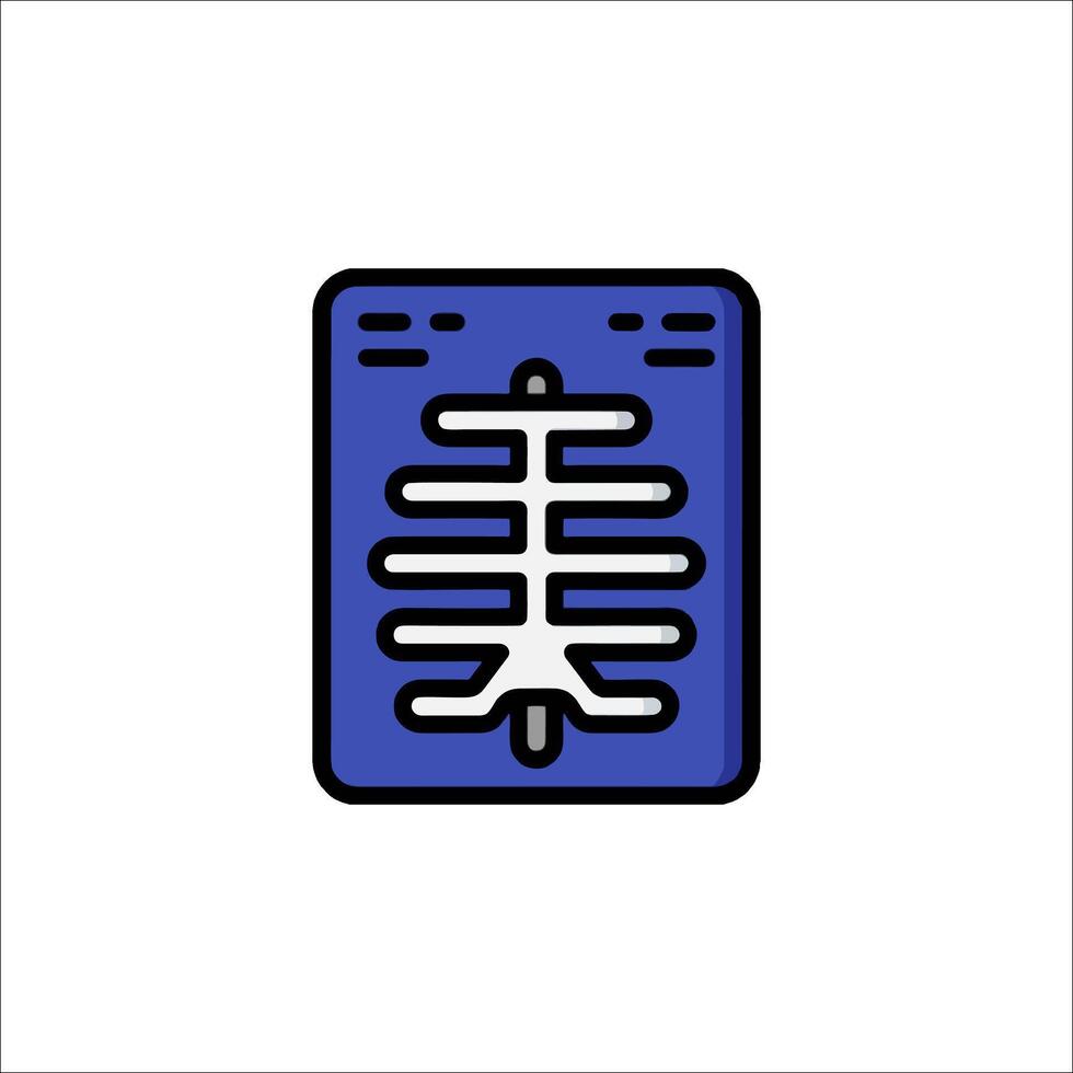 A blue and white icon of a skeleton vector