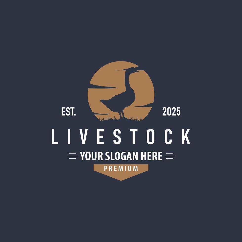 farm design silhouette duck animal logo symbol simple illustration template vector