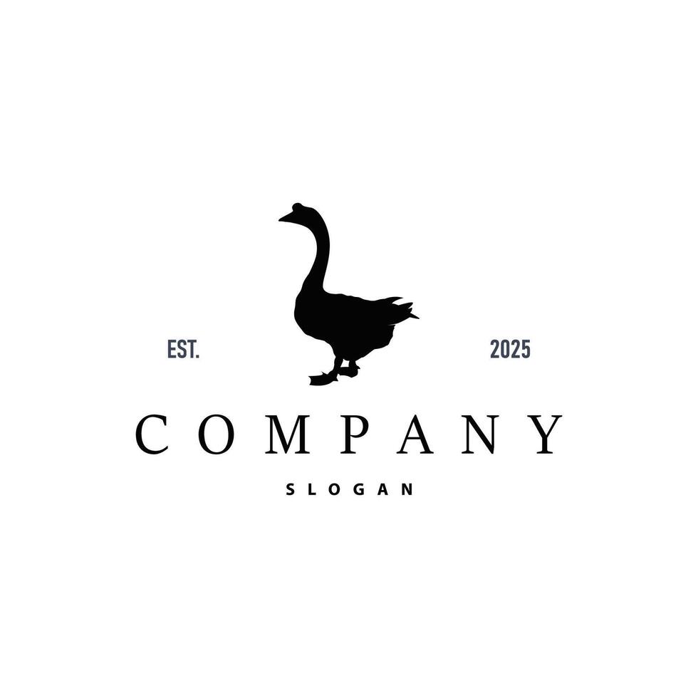 black silhouette duck animal logo livestock symbol simple illustration template vector
