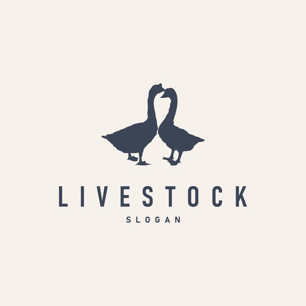 design black silhouette duck animal logo simple illustration template vector