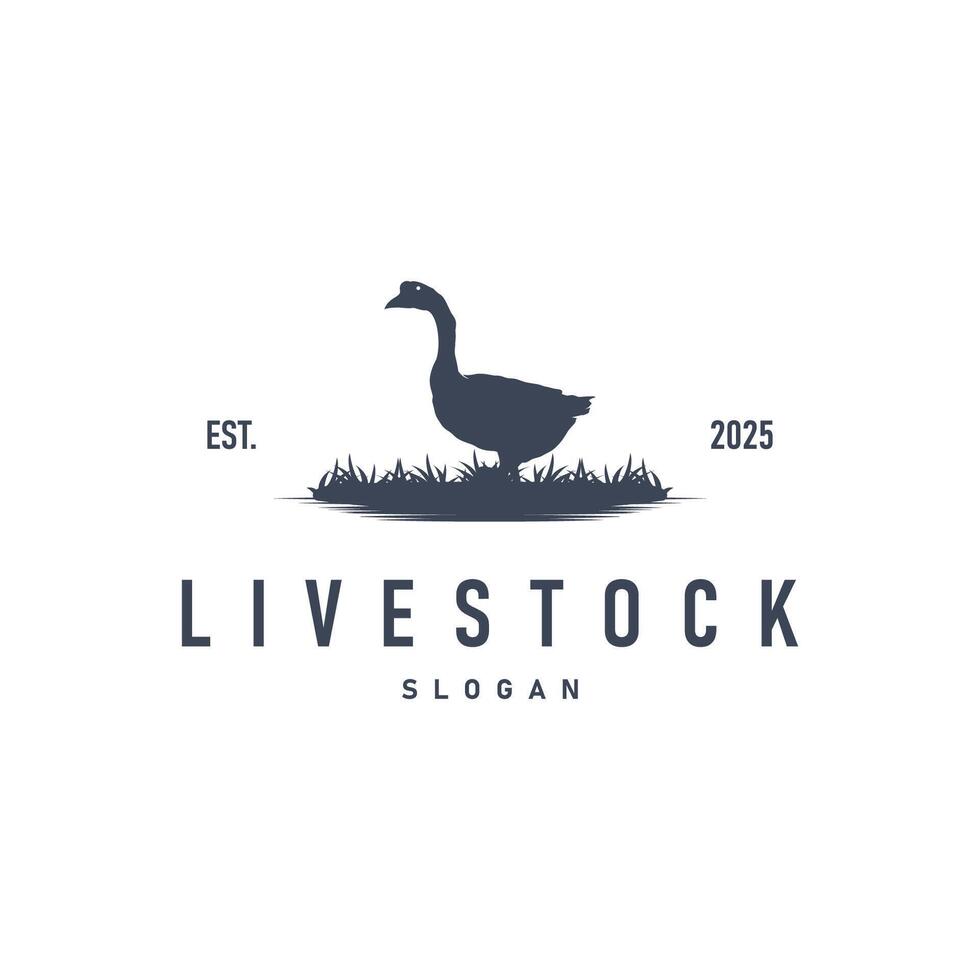 silhouette concept duck animal logo livestock symbol simple vector
