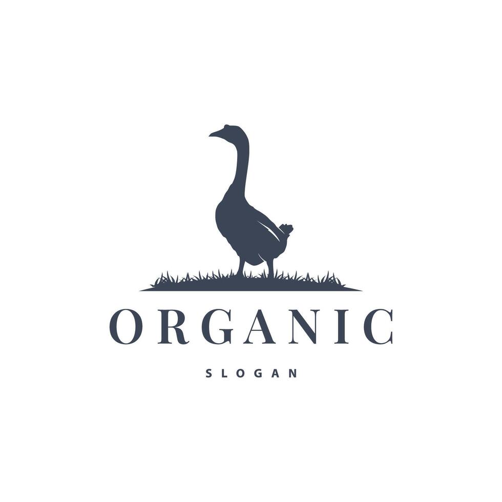 farm design with black duck animal logo livestock symbol simple illustration template vector