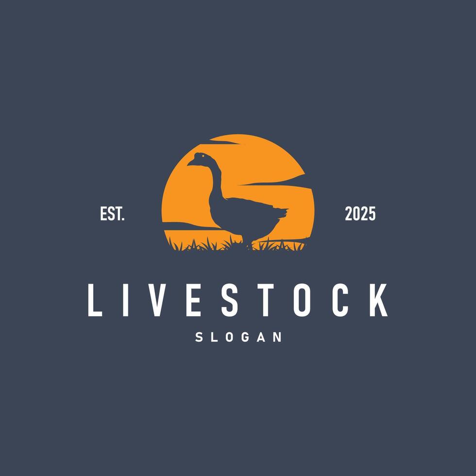 design black silhouette concept duck animal logo template vector