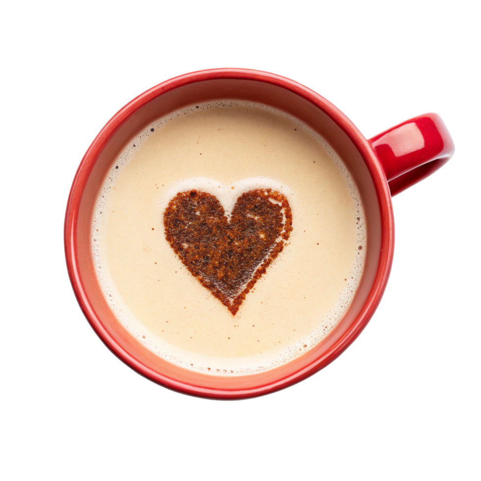 tasty heart shape milk tea in the cup is isolated on transparent background png