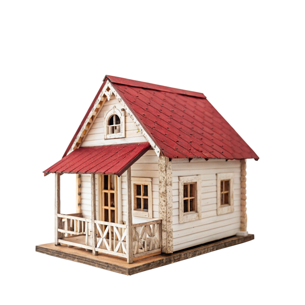 small wooden colourfully house is isolated on transparent background png