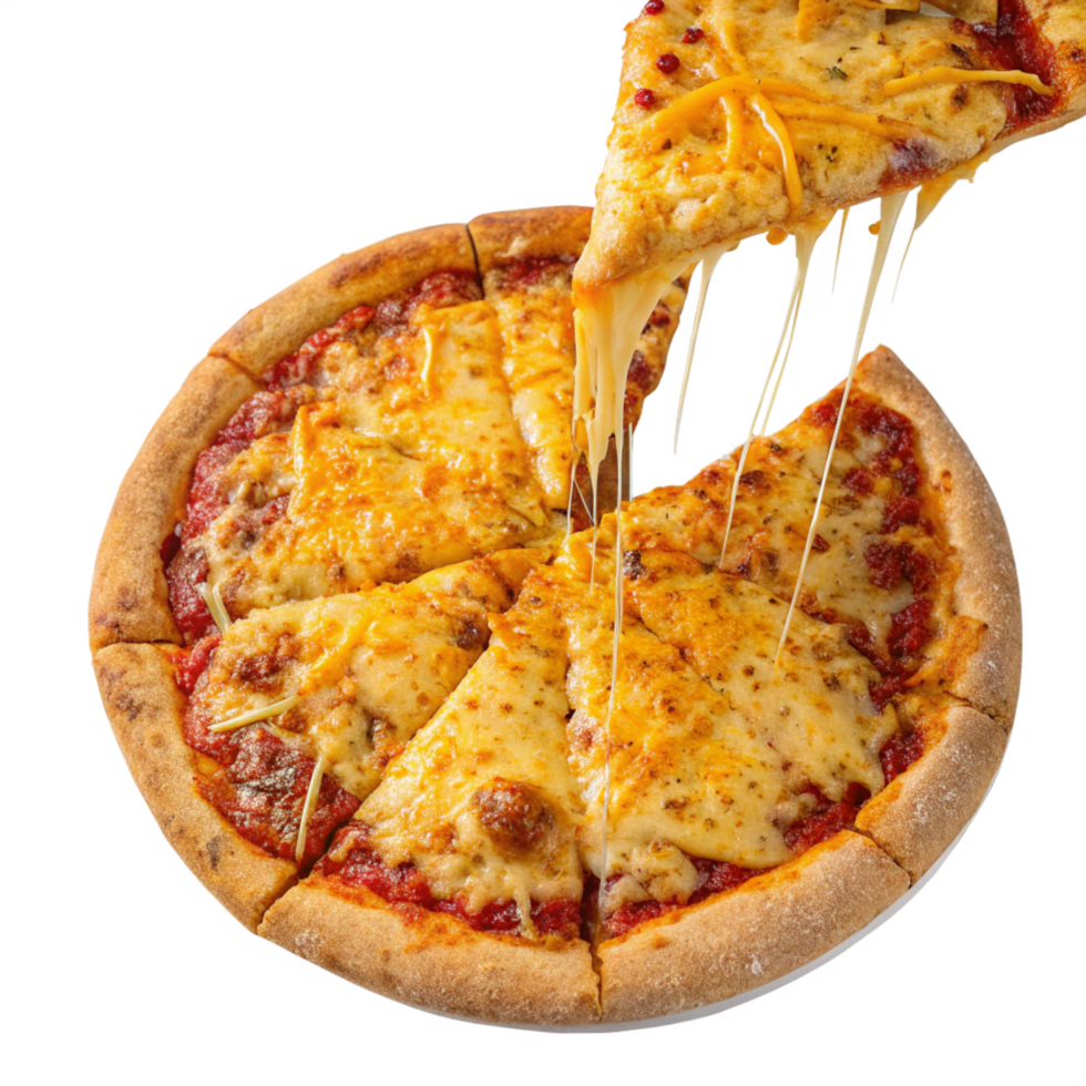 cheese valcano pizza is isolated on transparent background png