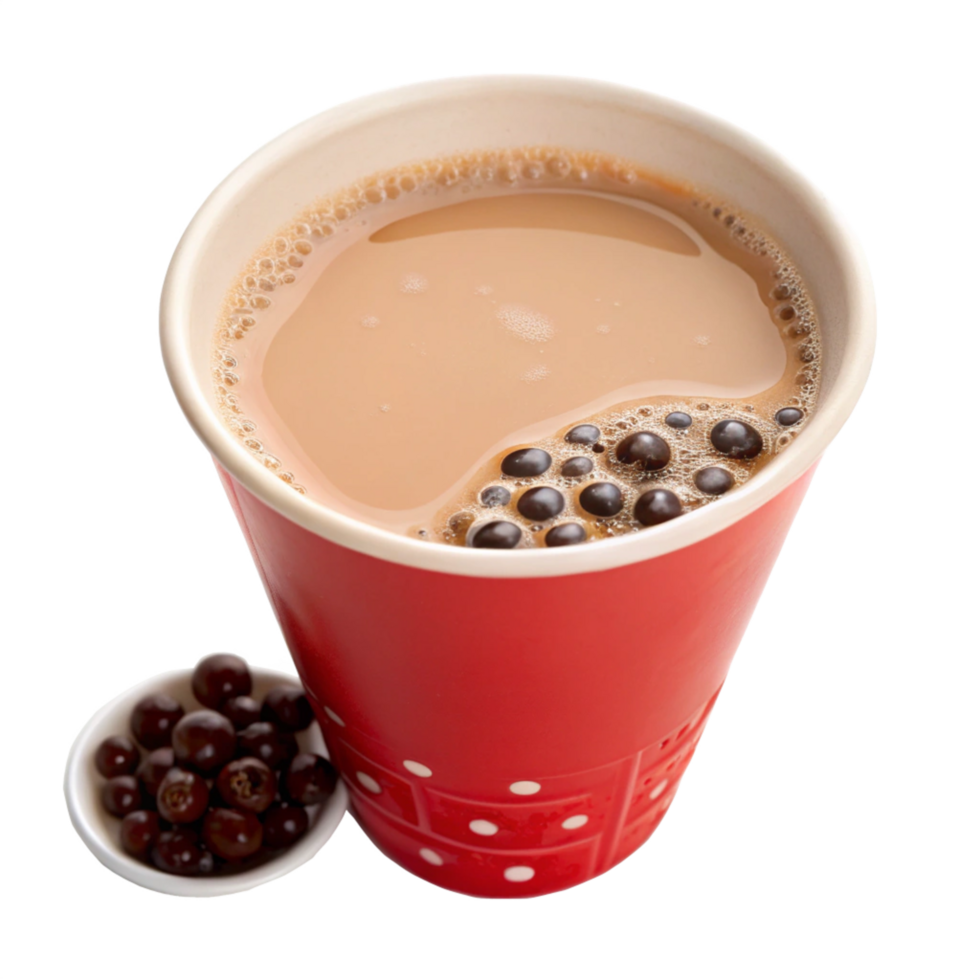 milk tea in the cup is isolated on transparent background png