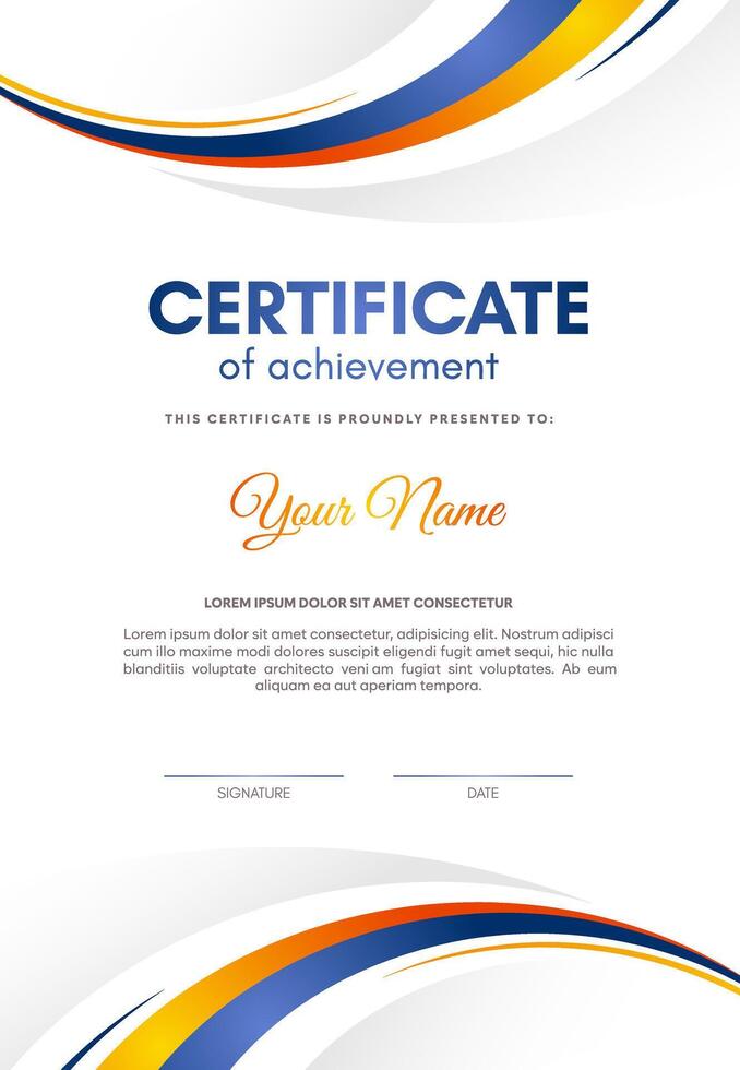 colorful abstract wave award certificate vector