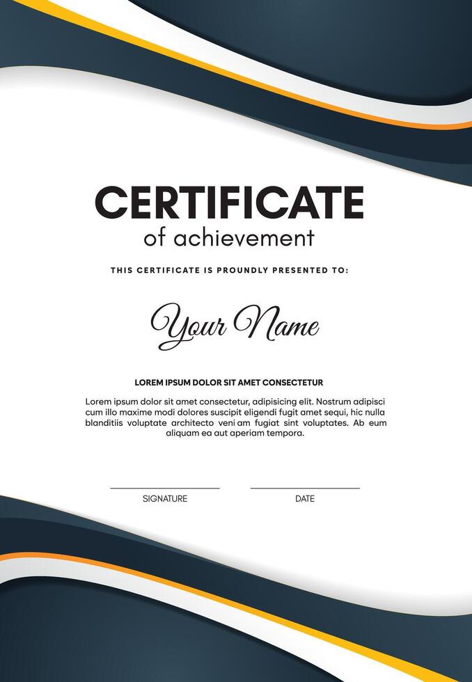 modern abstract wave award certificate design vector