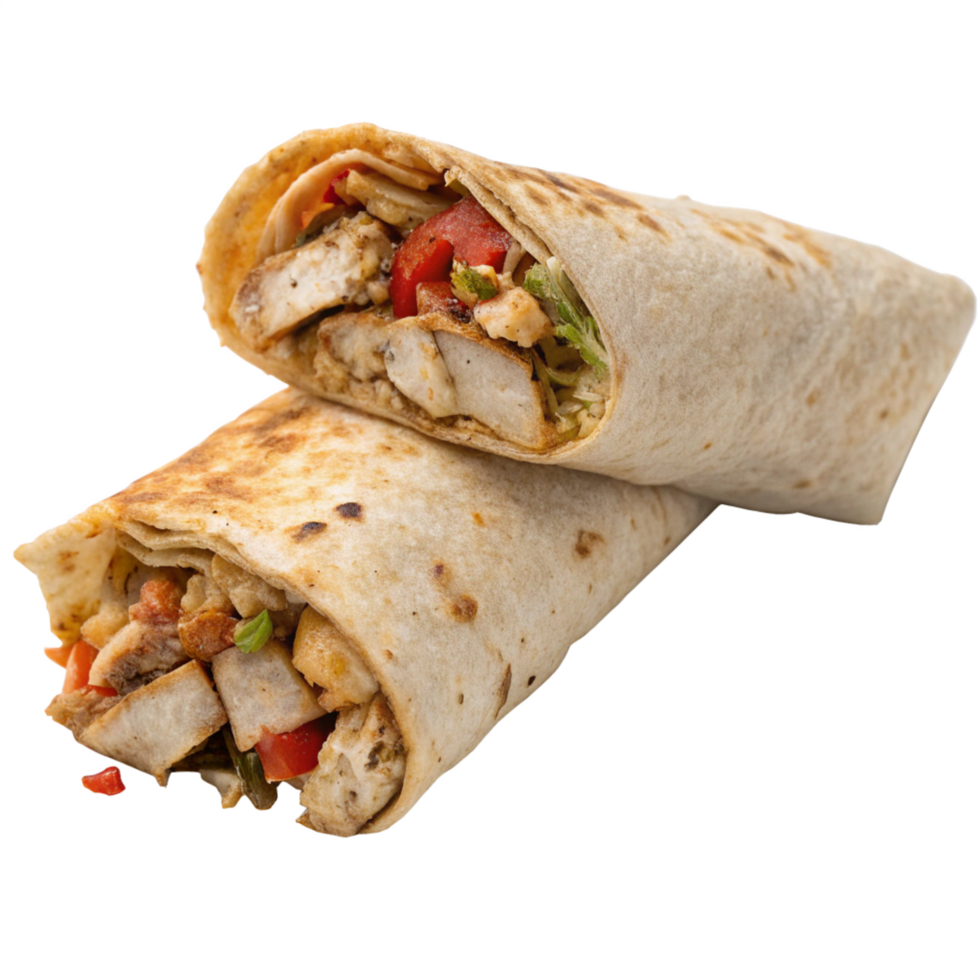 chicken burrito is isolated on transparent background png