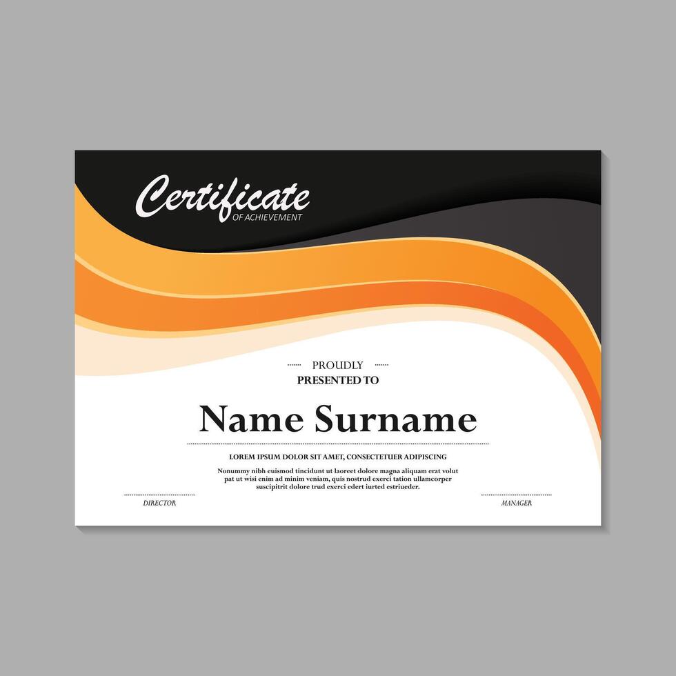 yellow and black abstract wave award certificate vector