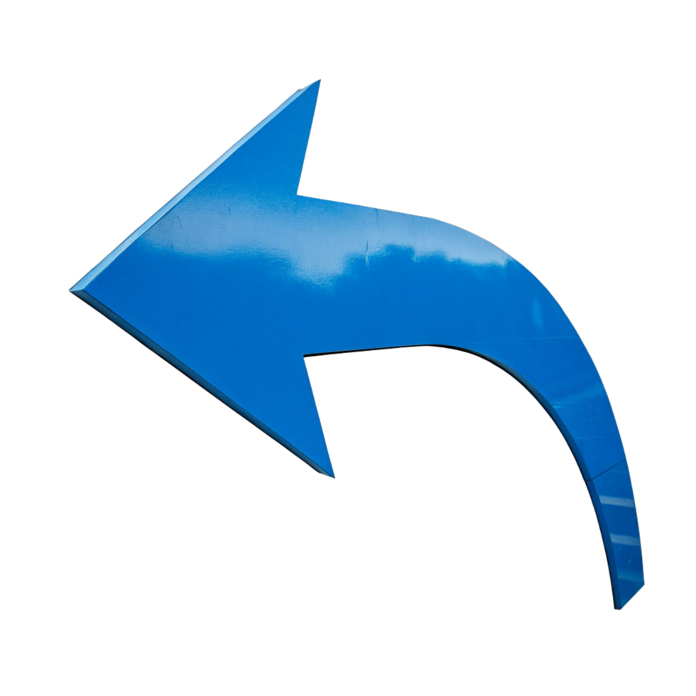 hand drawn curved arrow from the front view is isolated on transparent background png