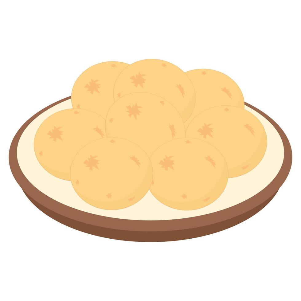 A plate full of potatoes on a white background vector