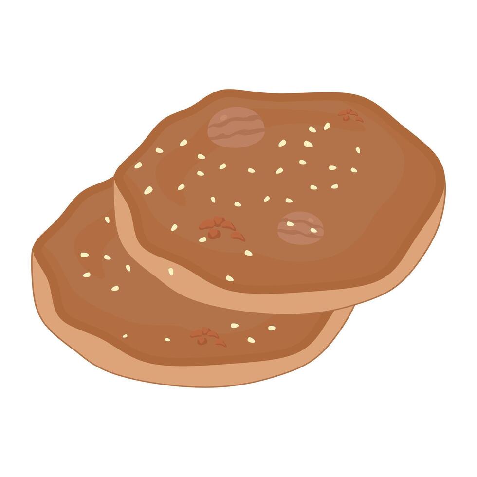Two pancakes with nuts on top of each other vector