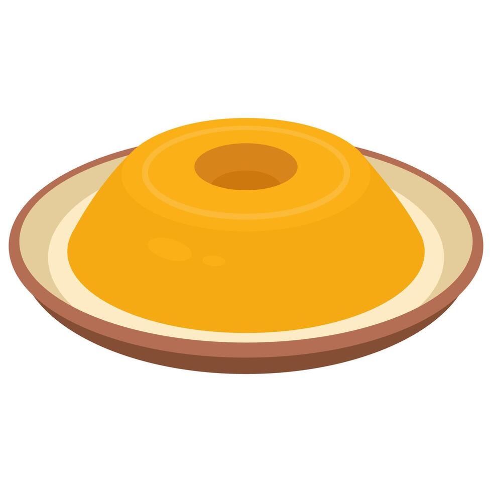 A yellow cake on a plate with a hole in the middle vector