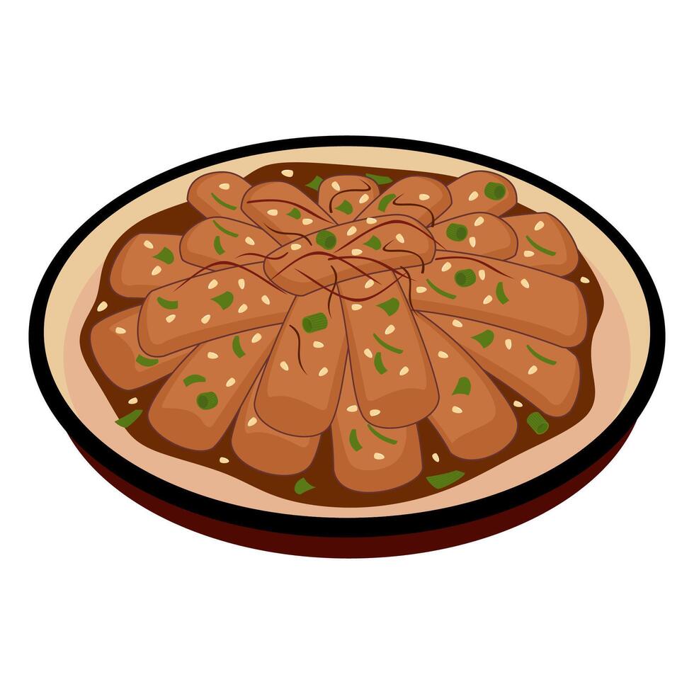 A plate of meat with sauce on it vector