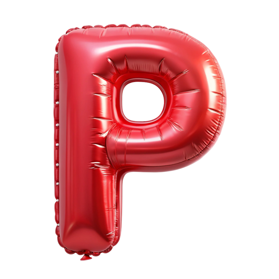 red balloon in shape of 3d alphabet P is isolated on transparent background png