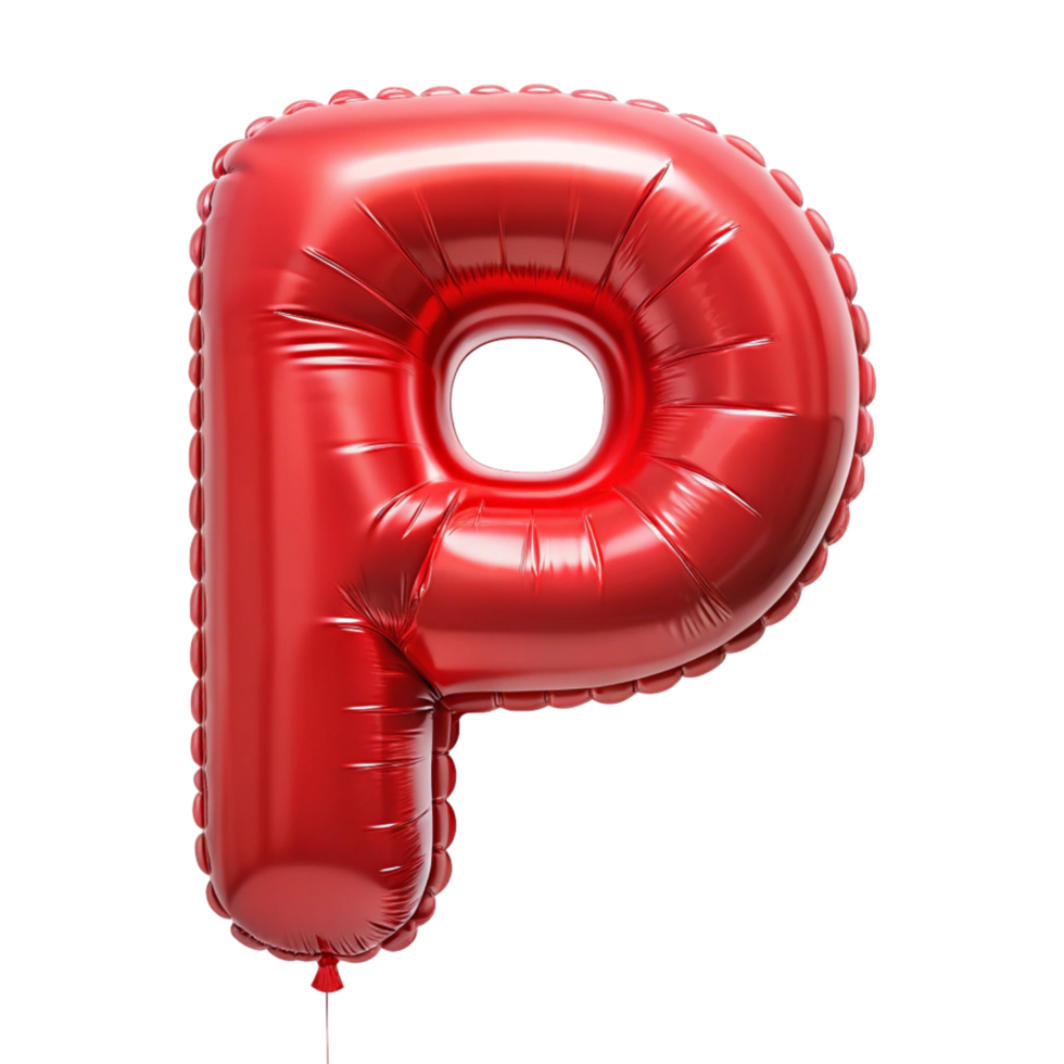 red balloon in shape of alphabet P is isolated on transparent background png