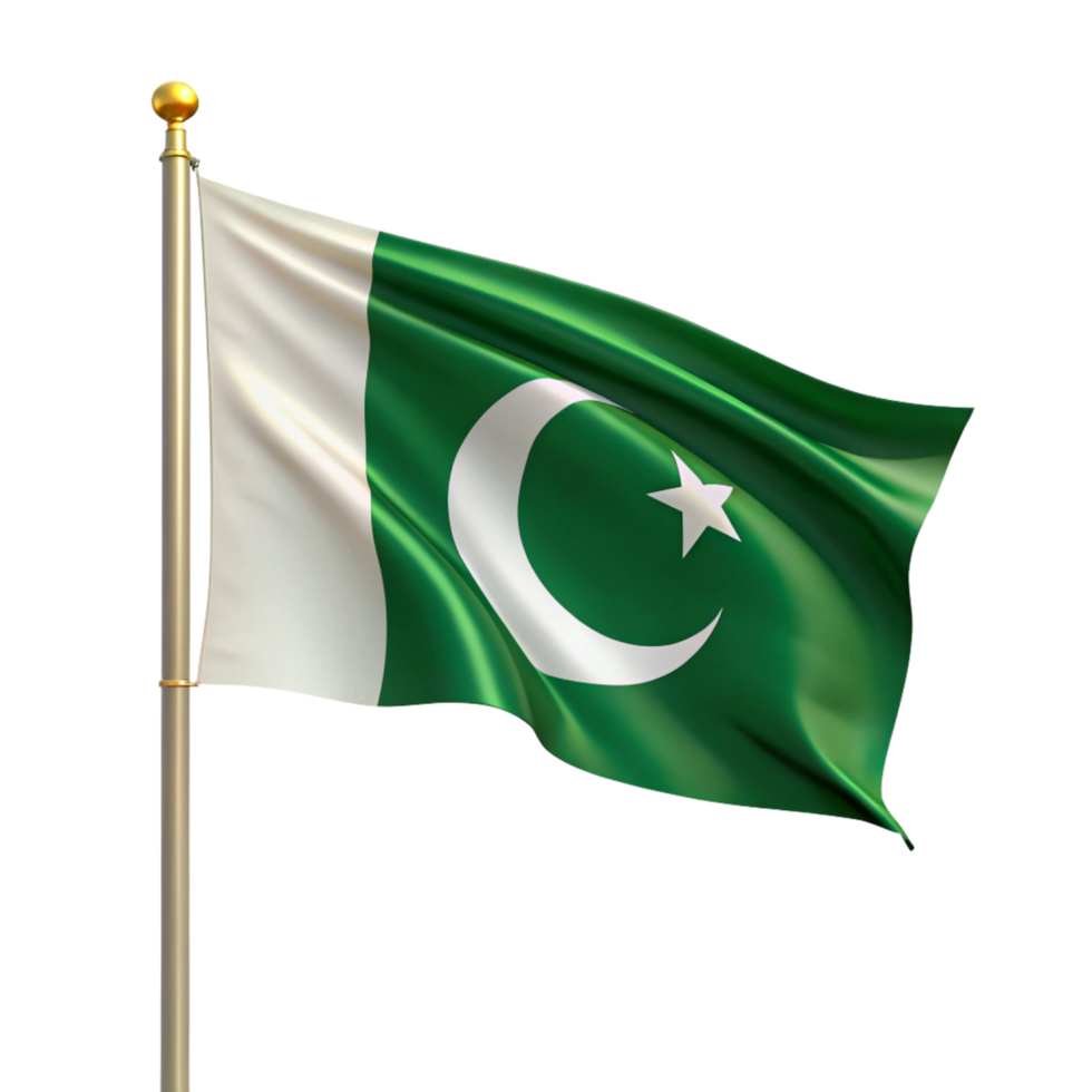 3d Pakistan flag is waving isolated on transparent background png