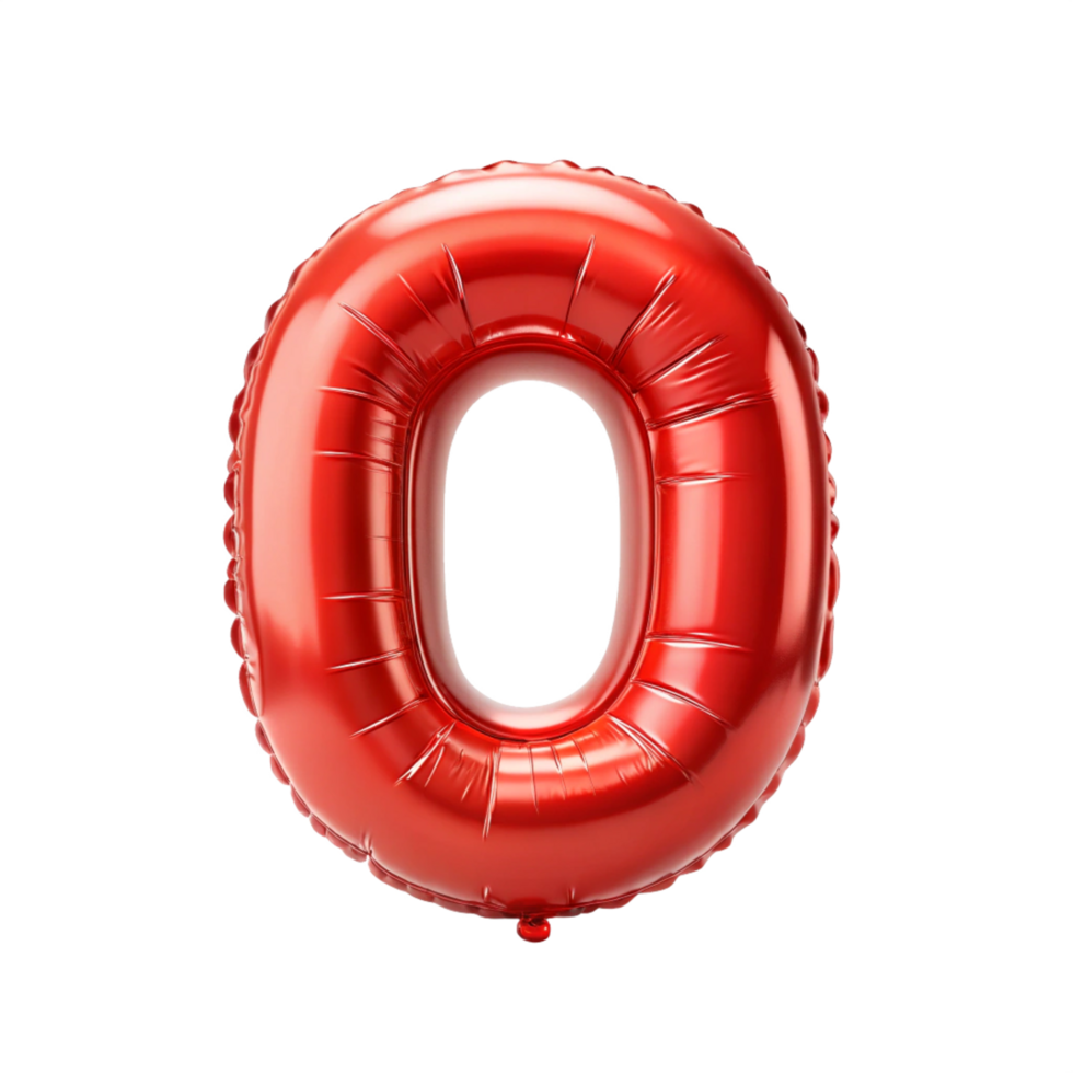 red balloon in shape of alphabet O is isolated on transparent background png
