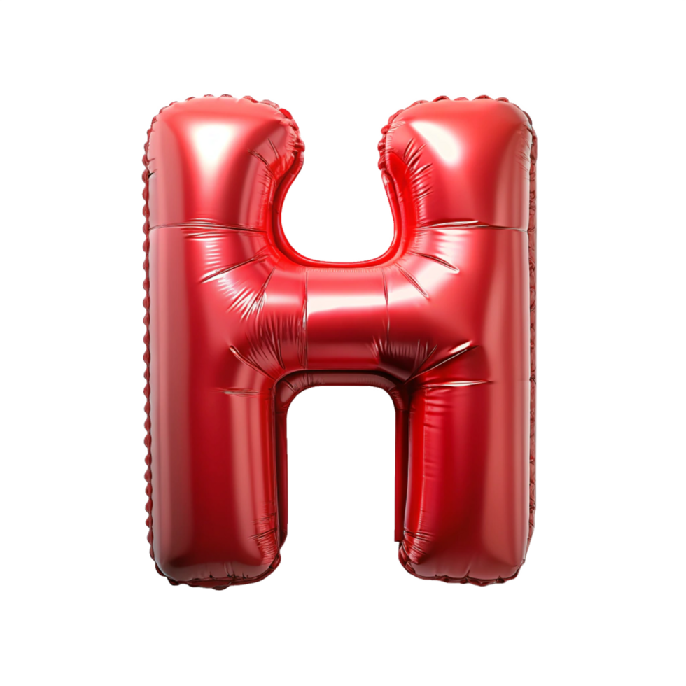 red balloon in shape of 3d alphabet H is isolated on transparent background png