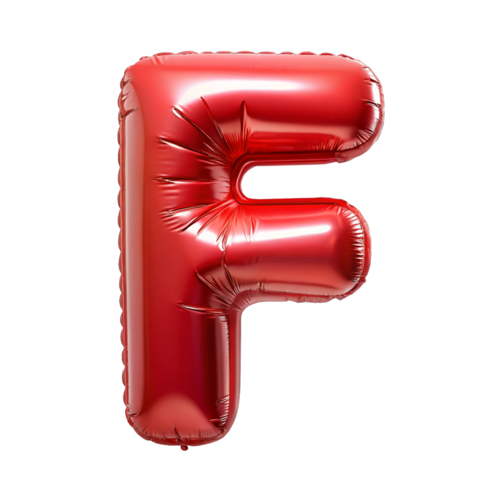 red balloon in shape of alphabet F is isolated on transparent background png