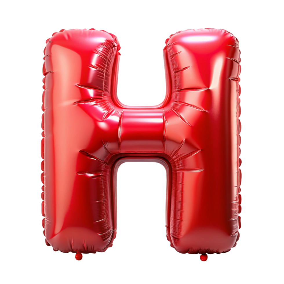 red balloon in shape of alphabet H is isolated on transparent background png