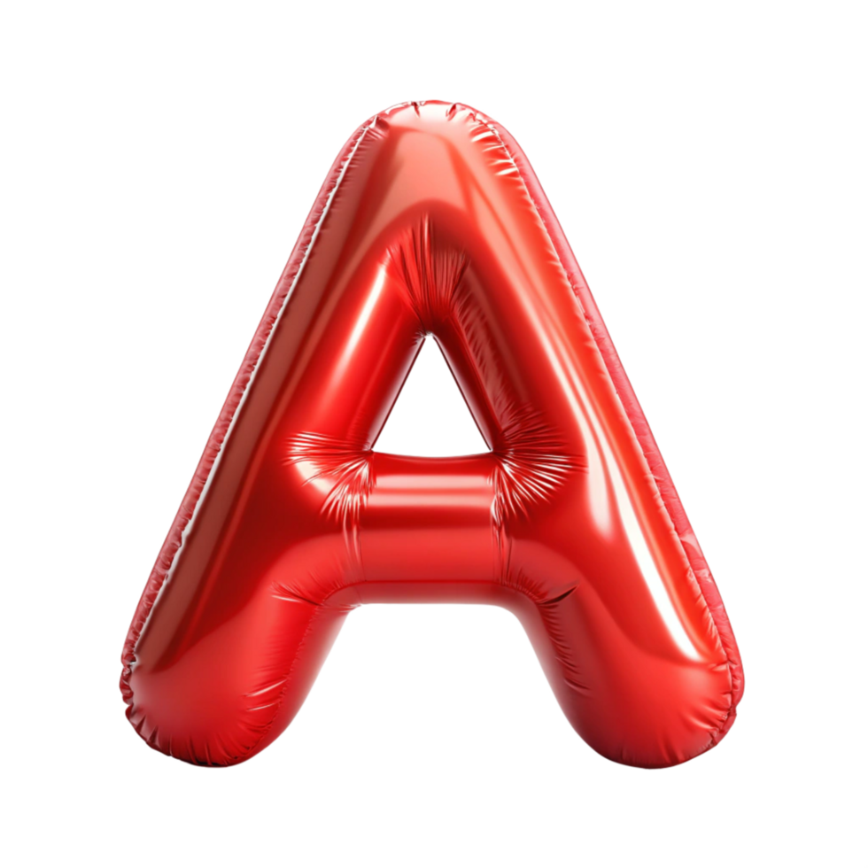red balloon in shape of 3d alphabet A is isolated on transparent background png