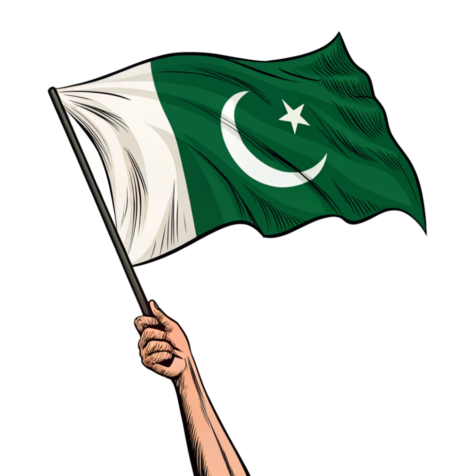 pakistan flag holding in hand is isolated on transparent background png