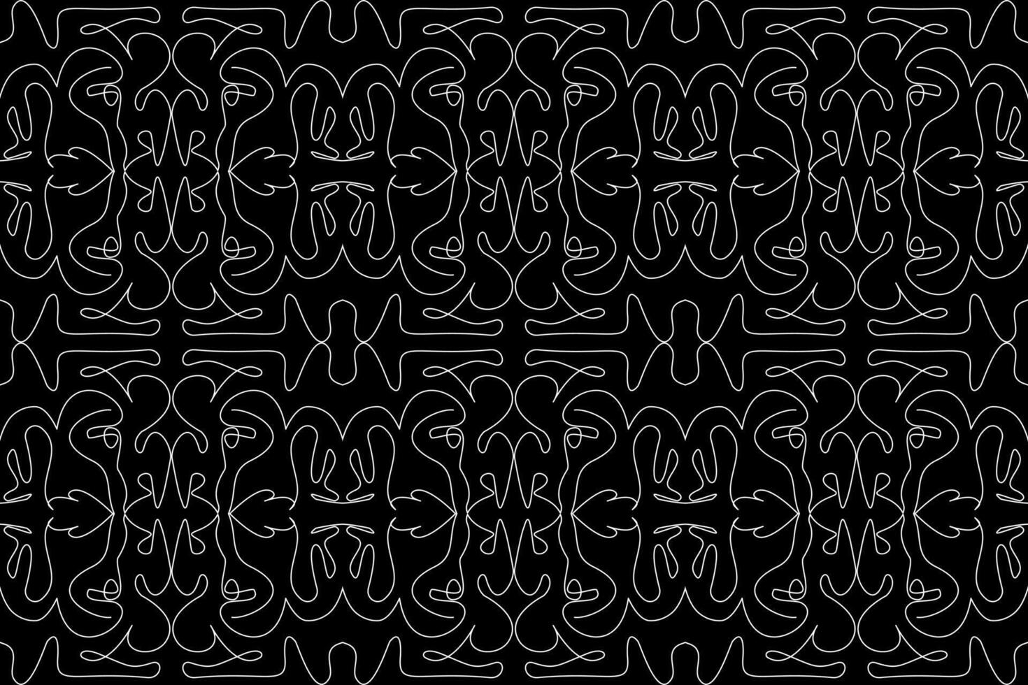 A captivating repeating pattern of intricate white lines against a solid black background, perfect for digital and print applications. vector
