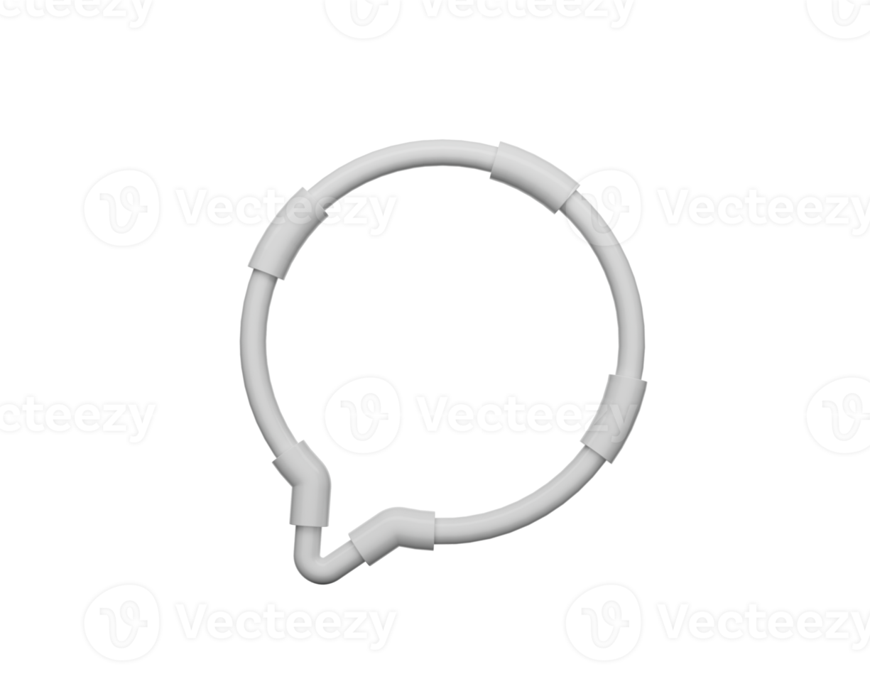 Circular speech bubble icon made of PVC Pipes, 3D Illustration png