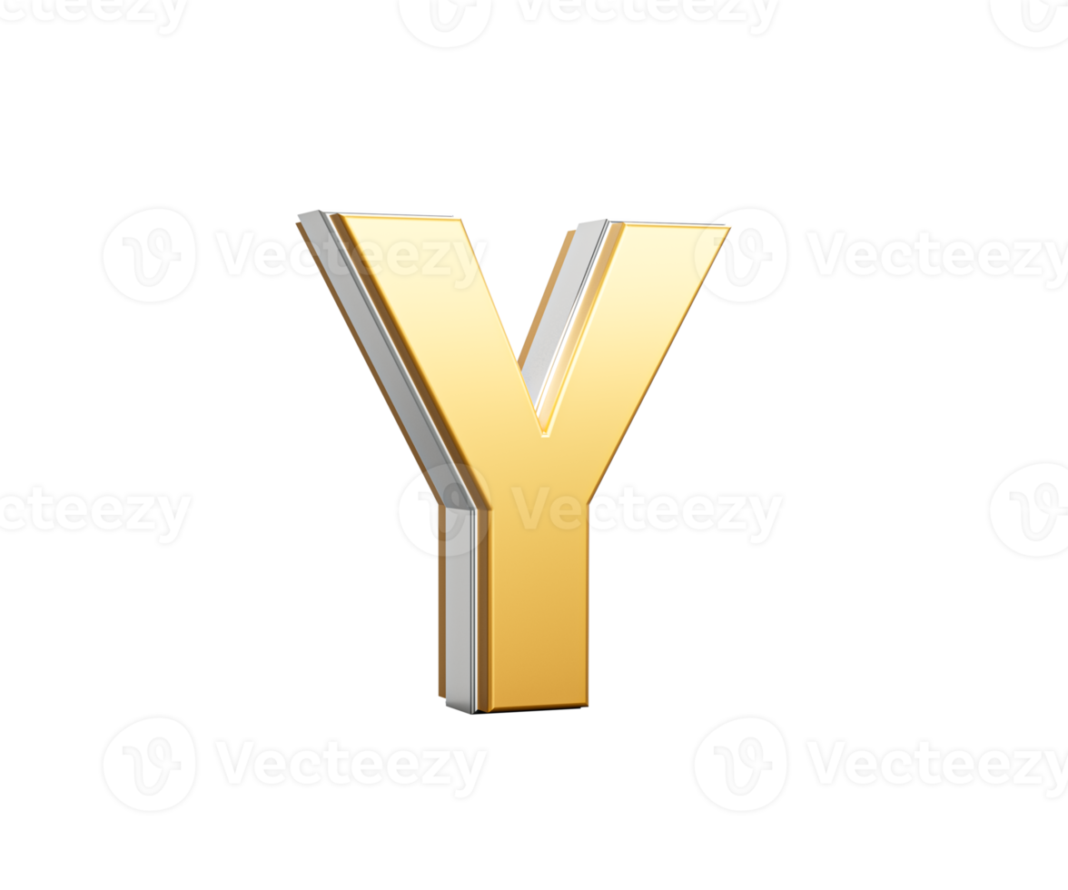 Golden Capital Letter Y Gleams With Sleek Modern Design Bold Font With Sharp Edges 3D Illustration png