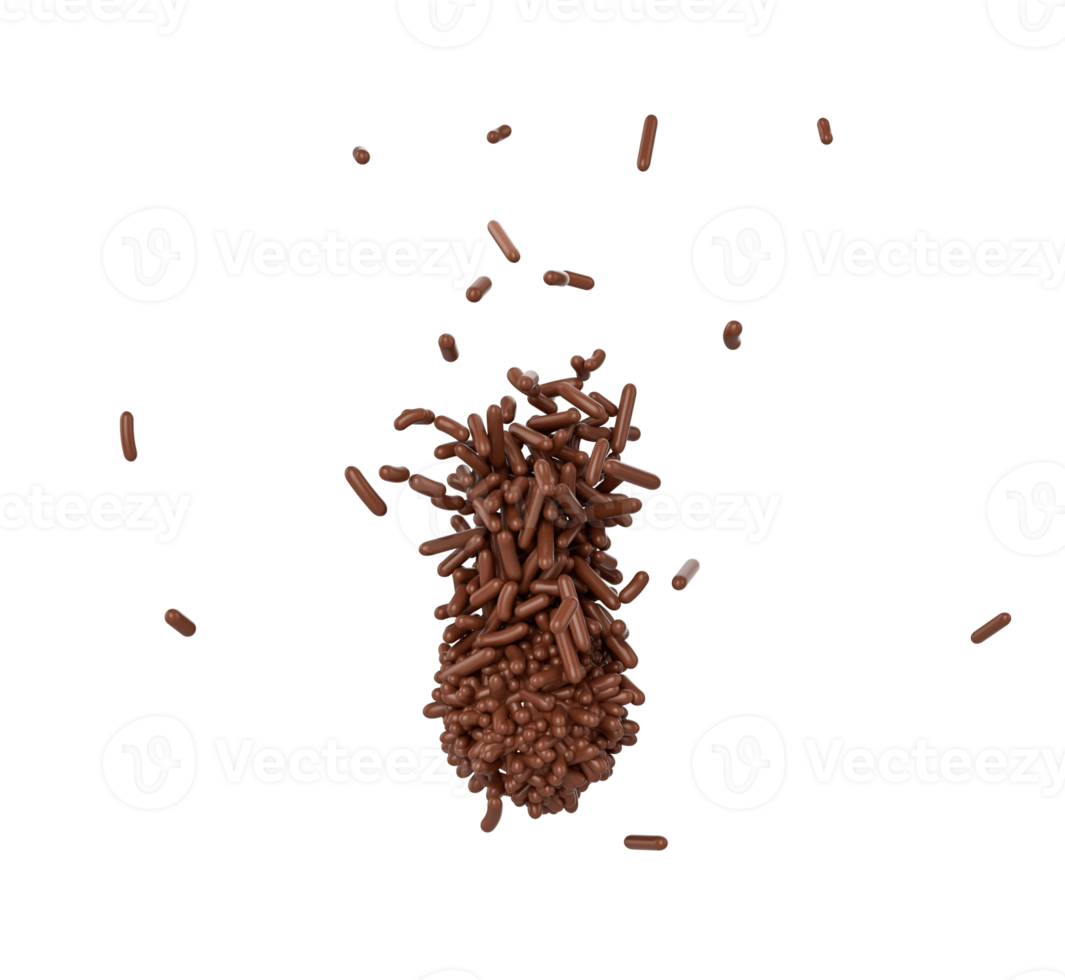 Brazilian chocolate truffle covered in chocolate sprinkles, 3D Illustration png