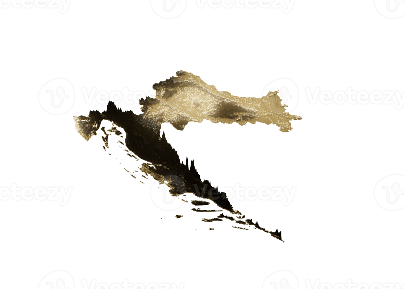 Croatia Map Golden Metallic Texture Map Gold Reserves And Gold Mining Concept 3D Illustration png