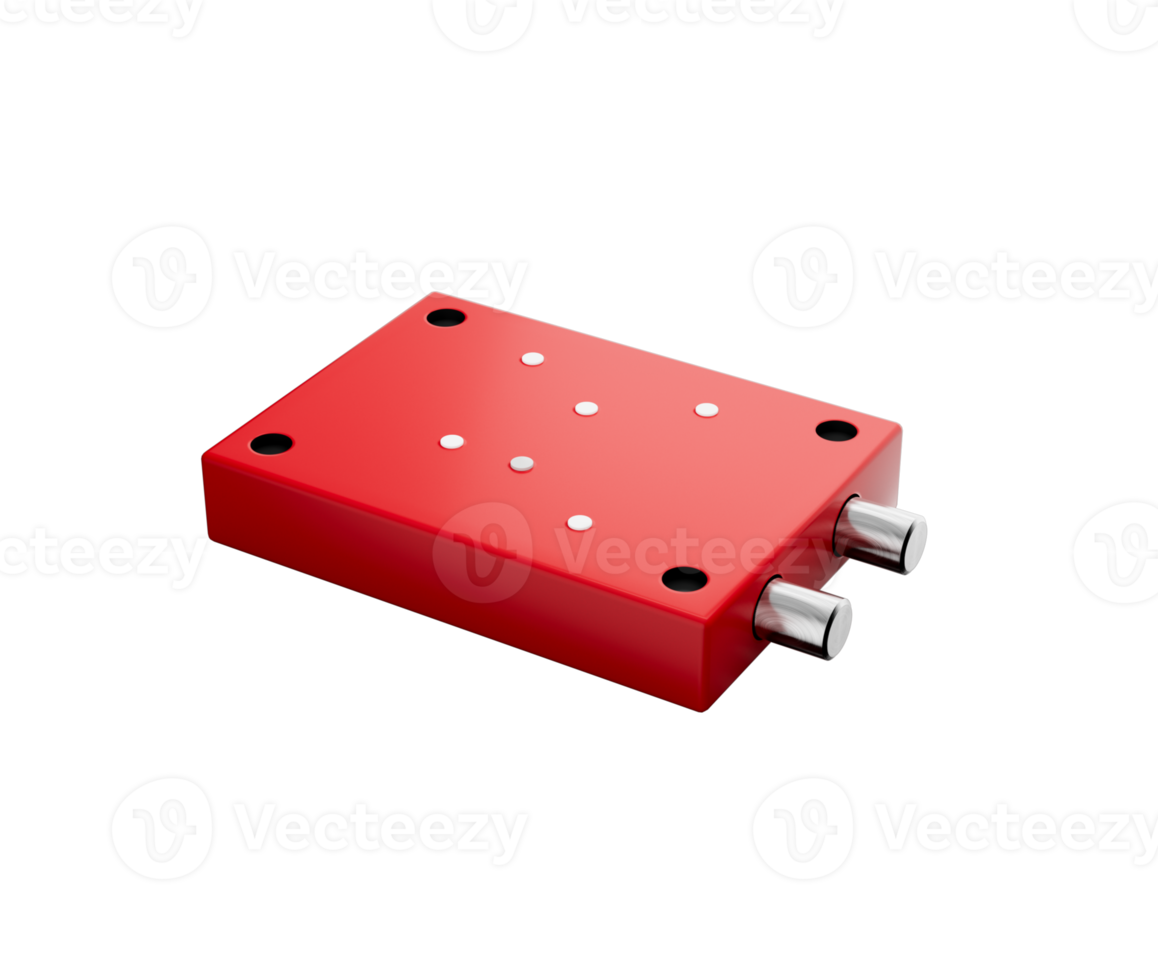 Rectangular Red Mini Vault Lock High quality 6 Lever Key Lock With 2 Bolts, 3D Illustration png