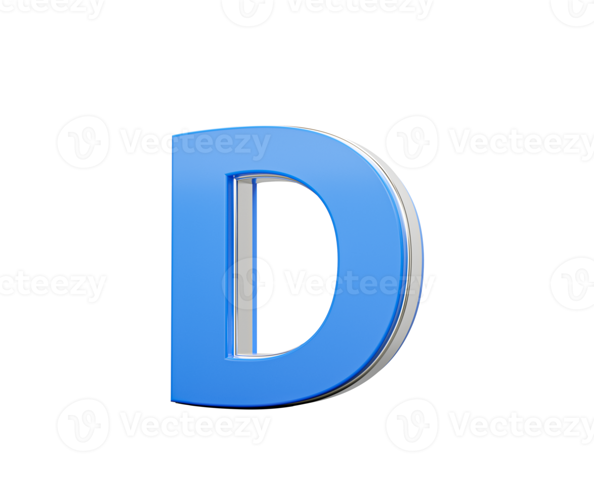 Blue Capital Letter D Gleams With Its Sleek Modern Design Bold Font With Sharp Edges 3D Illustration png