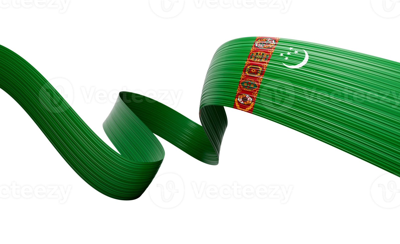 3d Flag Of Turkmenistan 3d Shiny Waving Ribbon Flag, 3d Illustration png