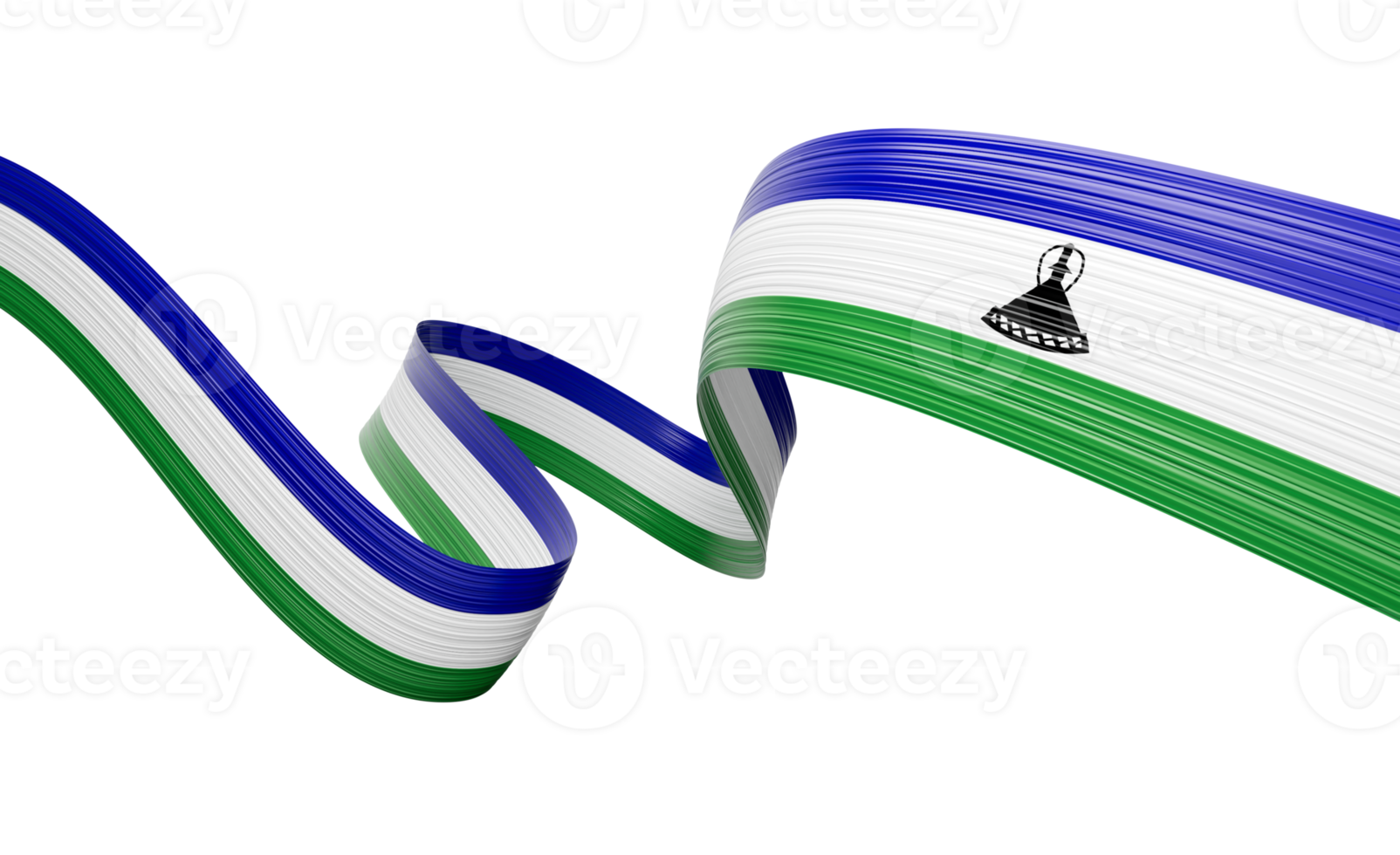 3d Flag Of Lesotho 3d Shiny Waving Lesotho Ribbon Flag On White Background 3d Illustration png