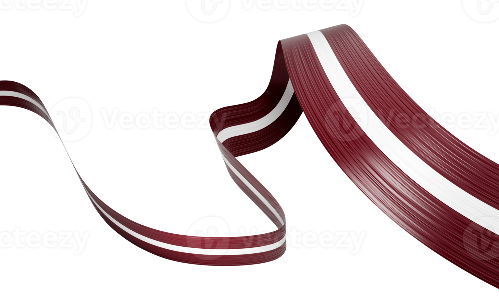 3d Flag Of Latvia, Maroon ribbon with white stripes, dynamic wavy form, 3d Illustration png