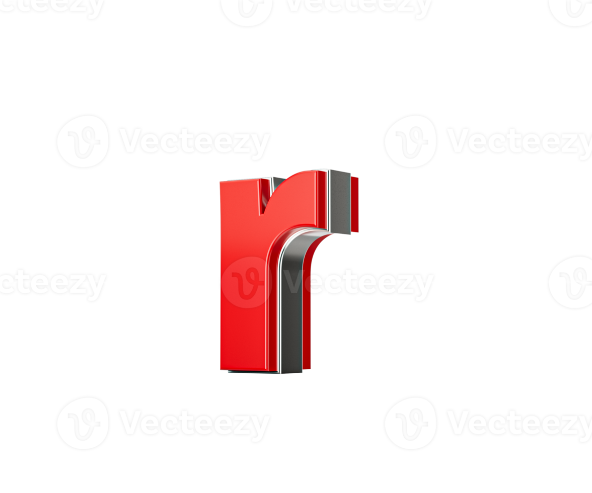 Vibrant Red Small Letter r Gleams With Its Sleek Metallic Design With Sharp Edges 3D Illustration png