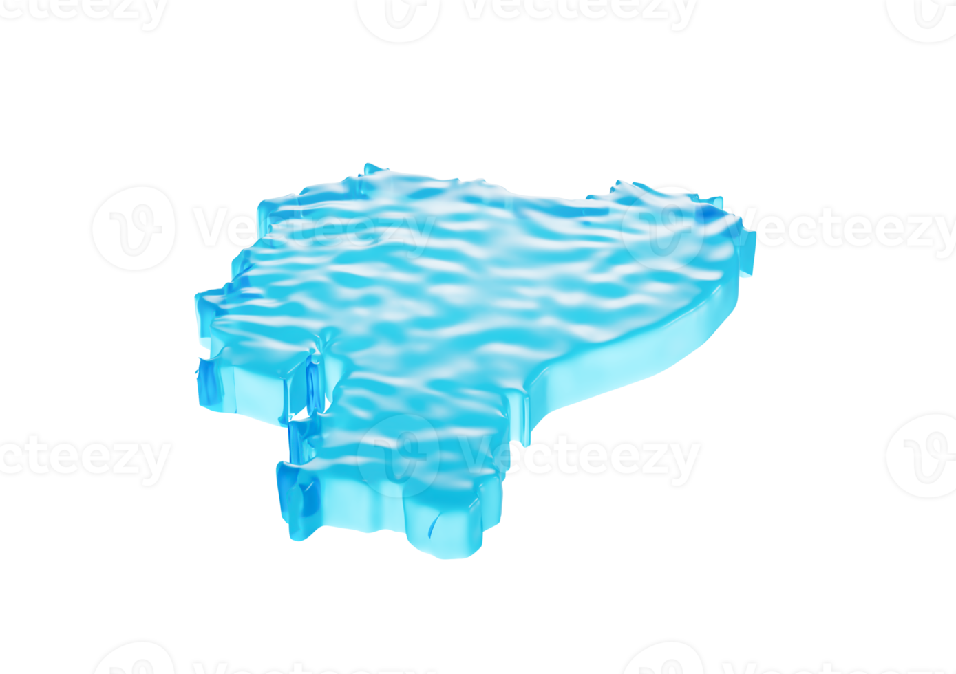 Water Ice Map Of Ecuador Global Warming Melting Glacier In Deep Ocean Blue Water 3d Illustration png