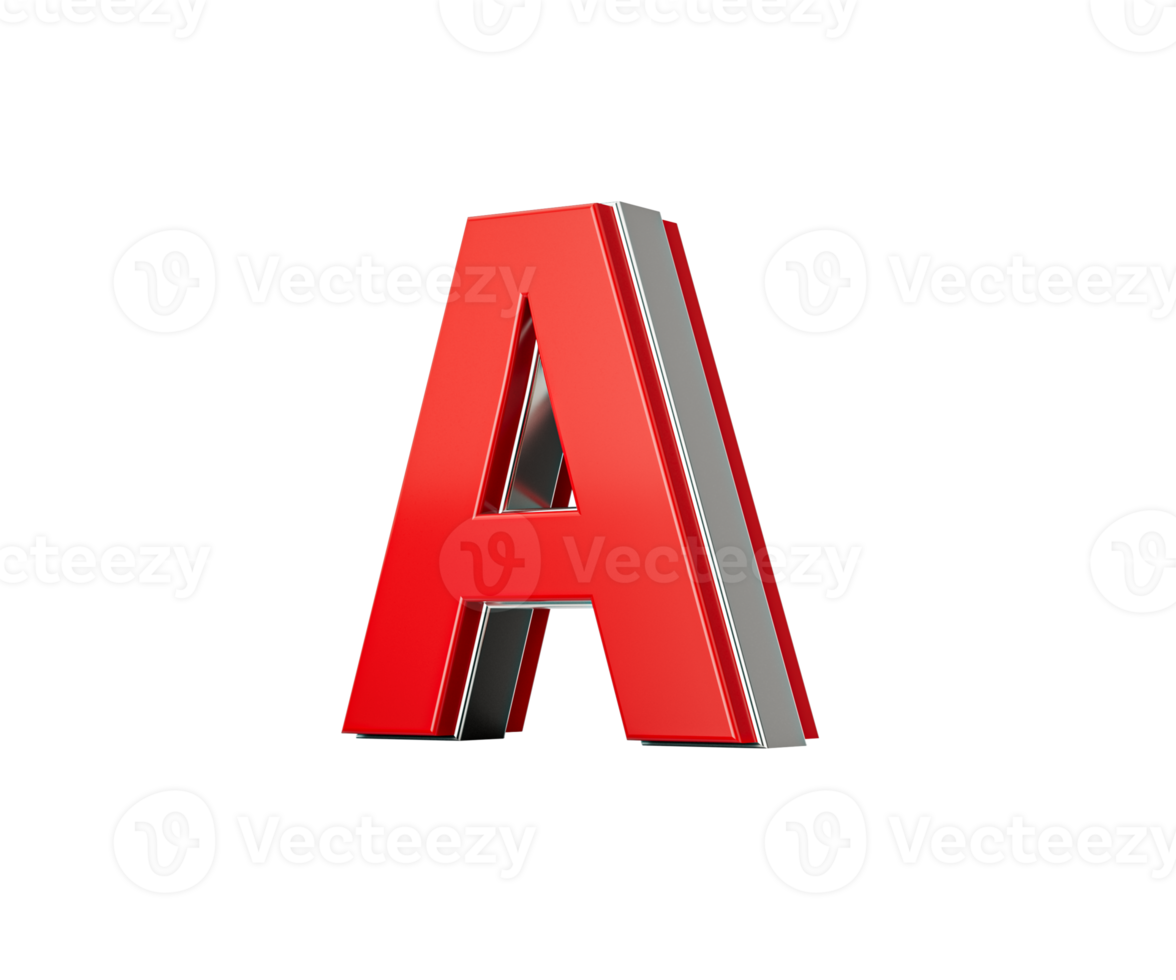 Vibrant Red Capital Letter A Gleams With Its Sleek Design Bold Font With Sharp Edges 3D Illustration png