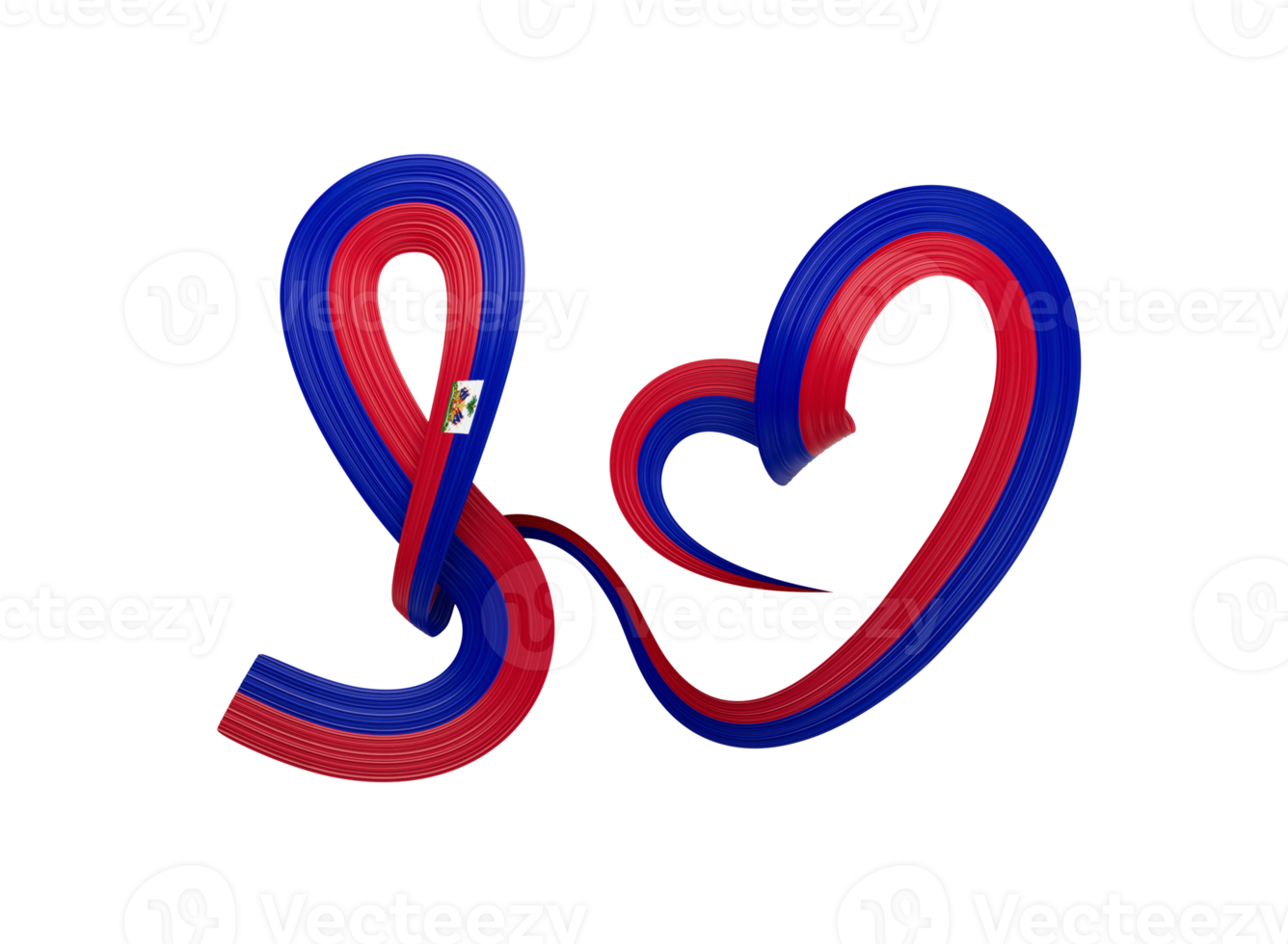 3d Flag Of Haiti In The Shape Of Heart Shiny Wavy Awareness Ribbon Flag 3d Illustration png