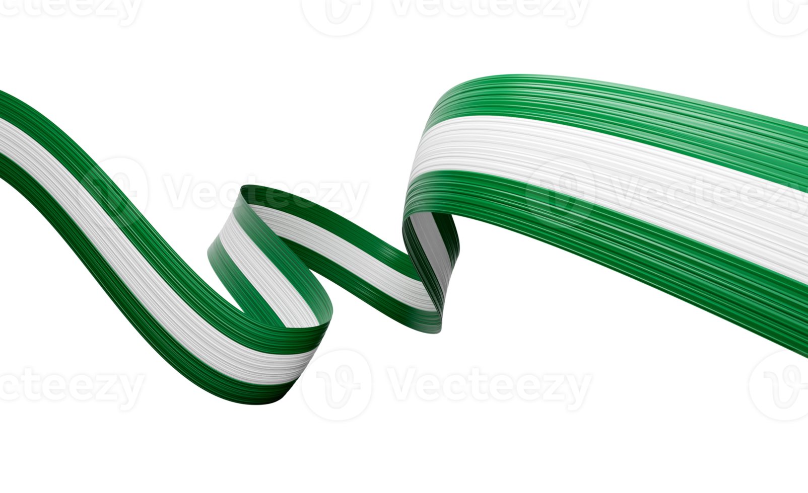 3d Wavy Flag Of Nigeria, 3d Shiny Nigeria Ribbon Flag, 3d Illustration png