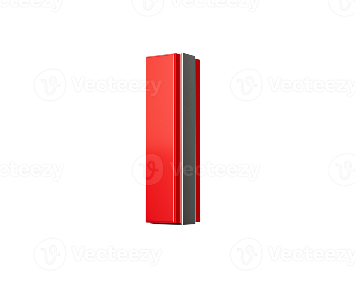 Vibrant Red Small Letter l Gleams With Its Sleek Metallic Design With Sharp Edges 3D Illustration png