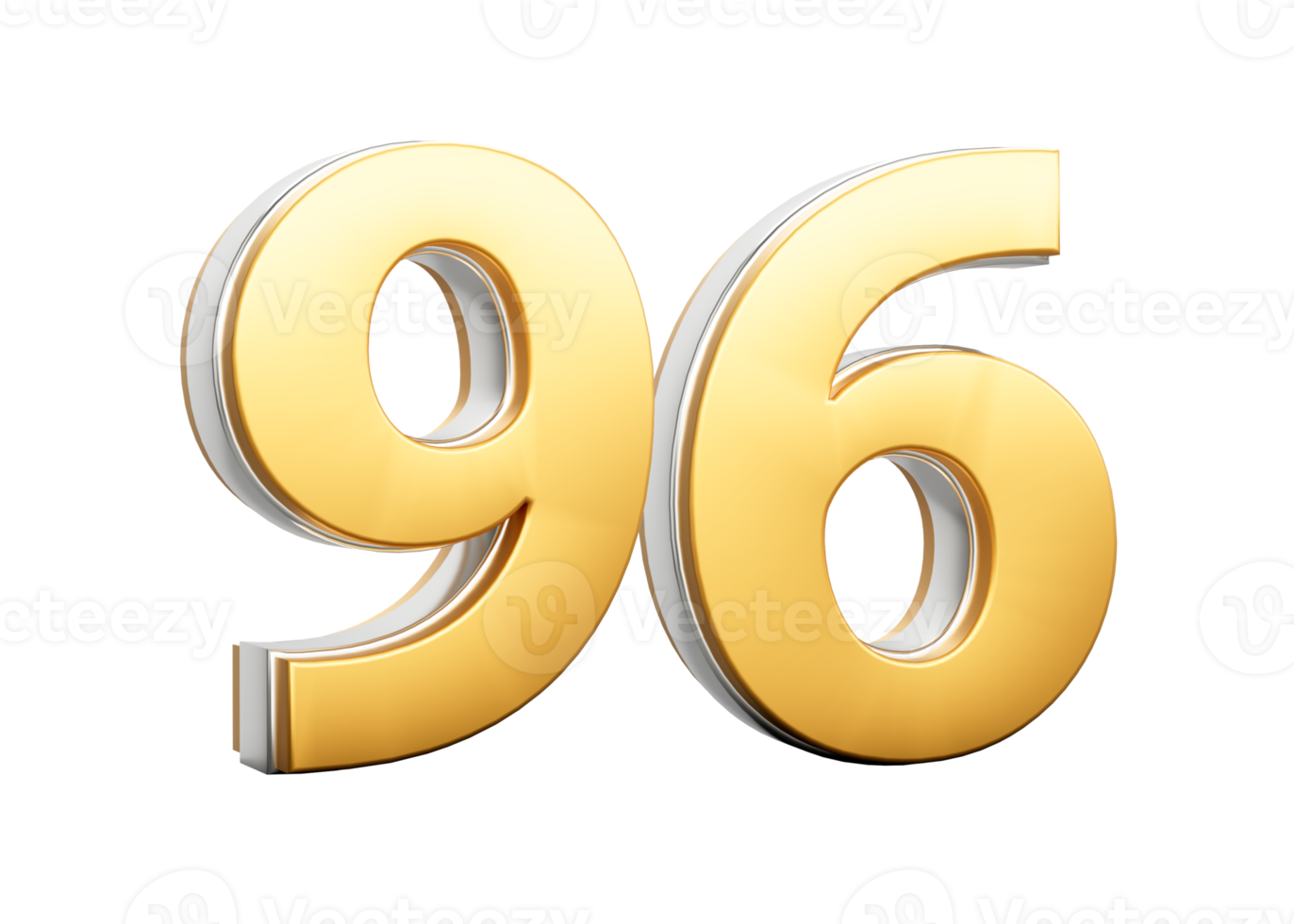 3D Golden Shiny Number 96 Ninety Six With Silver Outline 3D Illustration png
