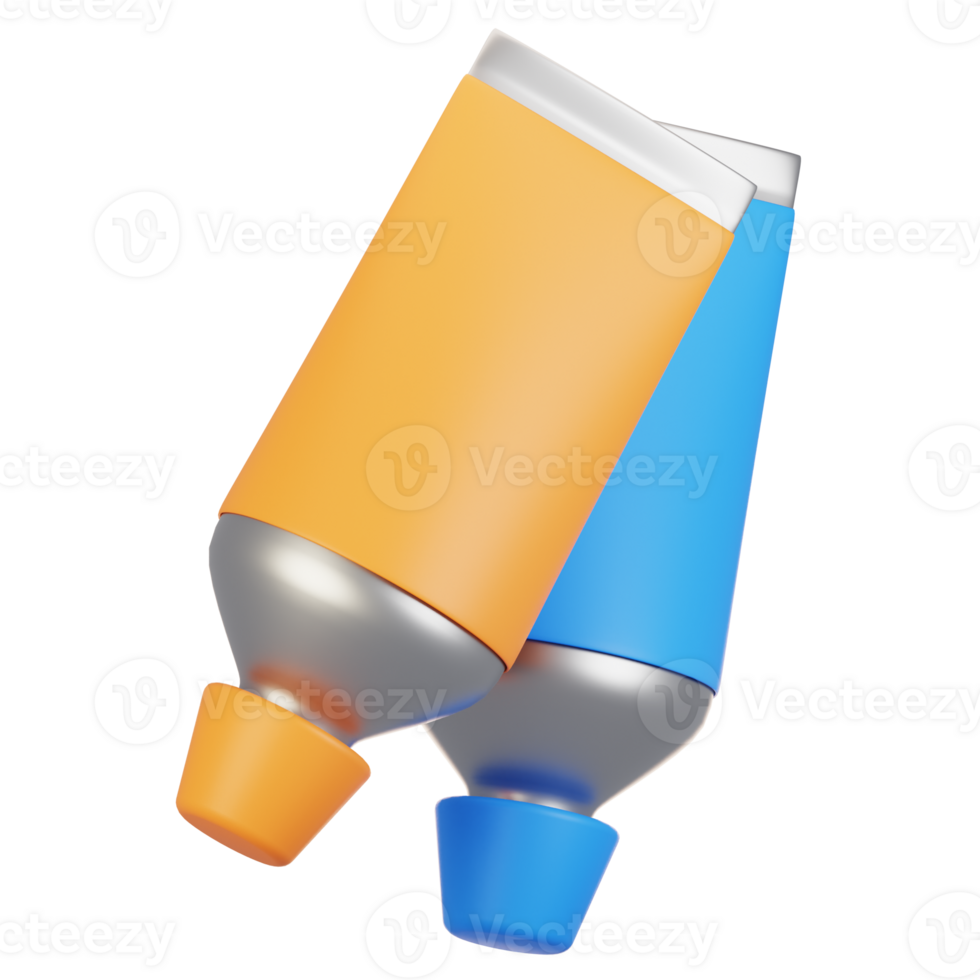 3d rendering stationery icon concept. 3d render color tube icon png