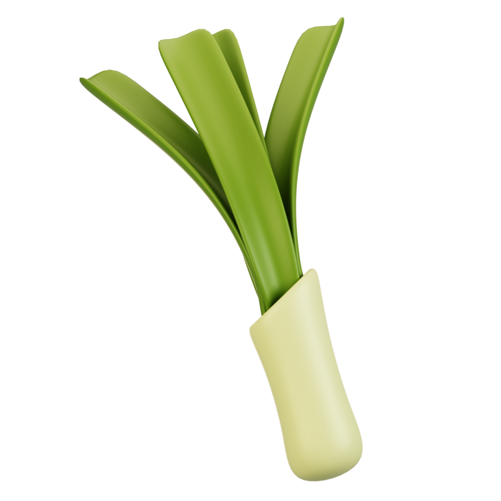 3d rendering vegetables icon concept. 3d render leek icon png