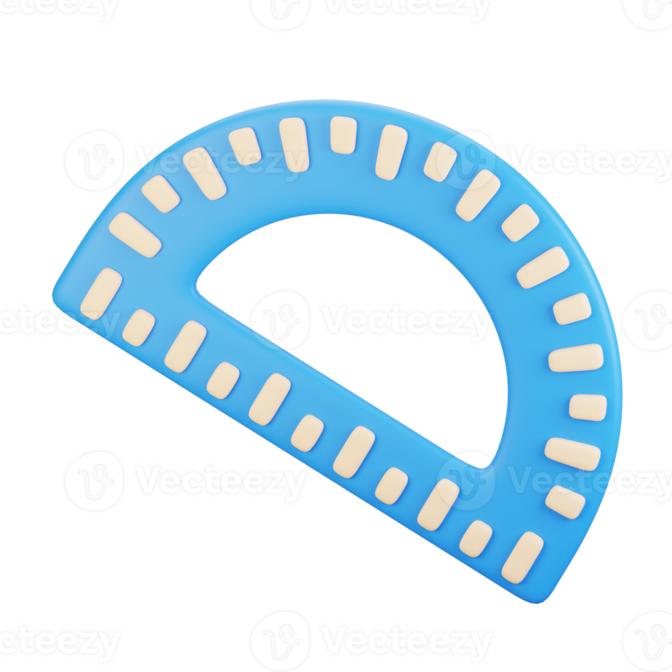 3d rendering stationery icon concept. 3d render protractor icon png