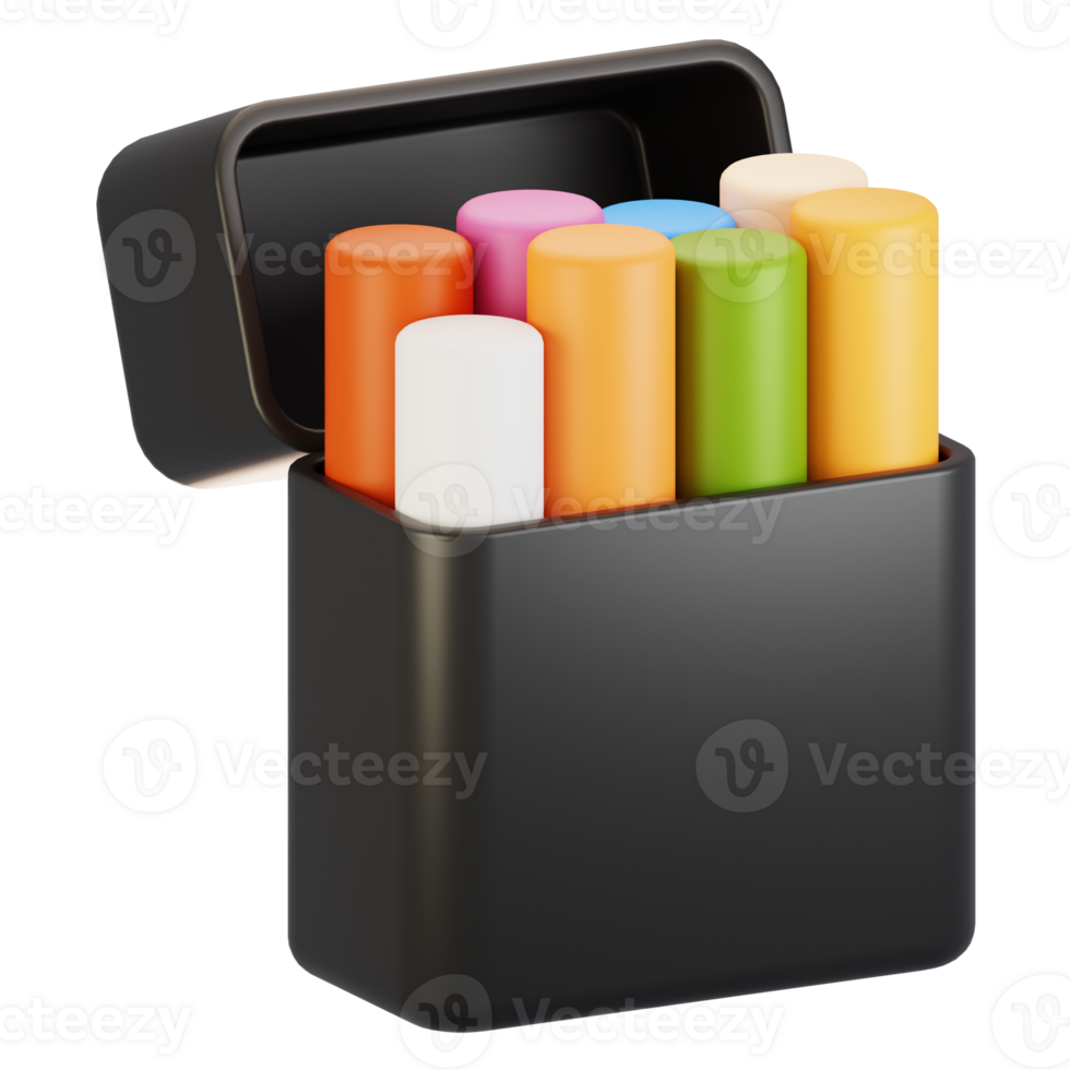 3d rendering stationery icon concept. 3d render chalk icon png